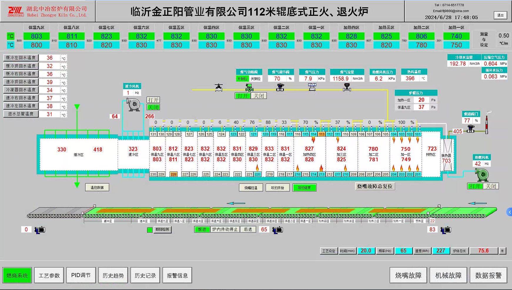 金正陽112m輥底式正火、退火爐控制系統(tǒng)