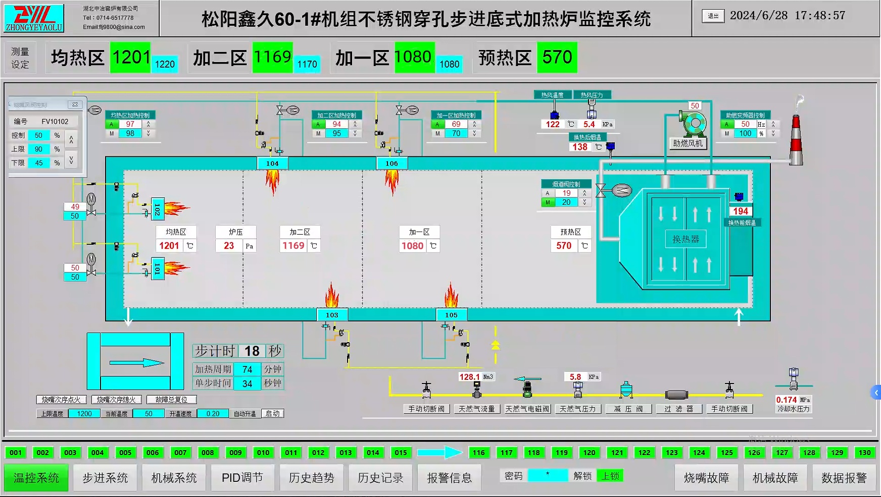 松陽鑫久60機組不銹鋼穿孔步進底式加熱爐控制系統(tǒng)